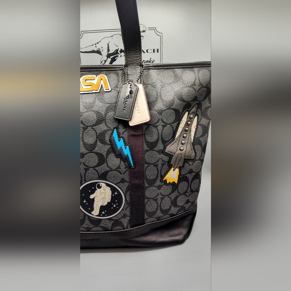 RARE! Coach X NASA City Tote -Upcycled- One-of-a-Kind Black/Grey - Picture 3 of 16